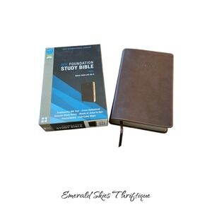 NIV, Foundation Study Bible, Leathersoft, Brown, Red Letter box free shipping